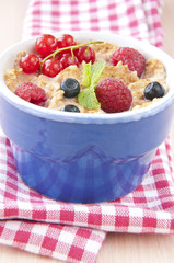 Breakfast with cereals and fresh berries