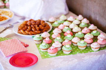 Party snacks and homemade cupcakes