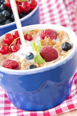 Breakfast with cereals and fresh berries
