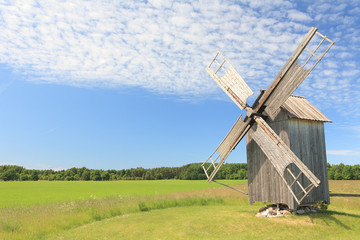 Old wooden windmill, Hiiumaa island, Estonia