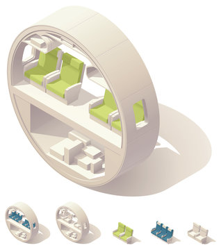 Isometric Aircraft Cabin Cross-section