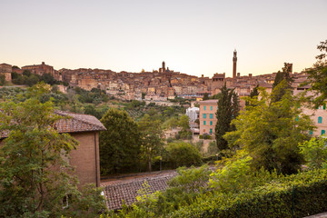 Fototapeta na wymiar Cityscape of Siena at sunset, Tuscany, Italy