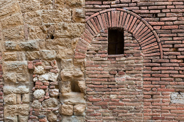 Brick wall in Tuscany, Siena, Italy