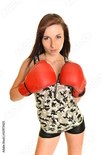 Boxeur Fitness Femme Portant Des Gants De Boxe De Boxe Wall Mural Wallpaper Murals Muro
