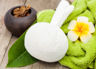 Spa massage  with thai herbal compress.