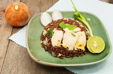 Fried rice vegetable with chicken.