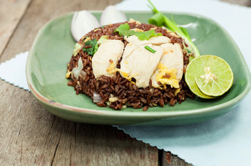 Fried rice vegetable with chicken.
