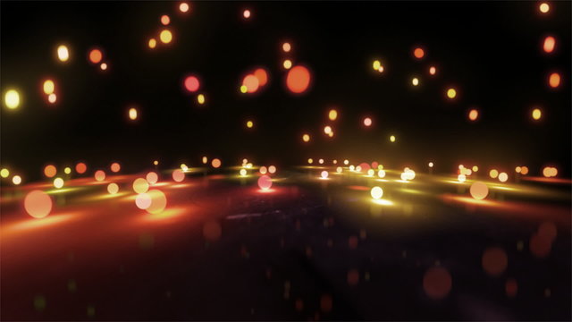 orange light balls falling