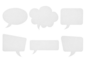Collection of various paper speech bubbles on white