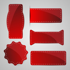 abstract red vector tags signs badges with dashed line around 