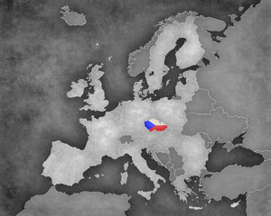 Map of European Union – Czech Republic (b&w)