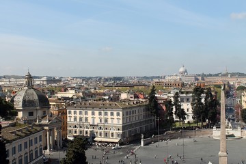 Fototapeta na wymiar View of Piazza del Popolo in Rome from the Pincio