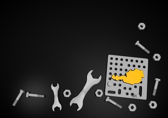 Austria symbol on black technic background