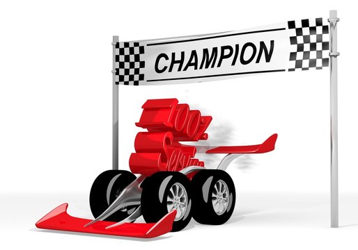 3d graphic of a fastest service sign  on a race car champion