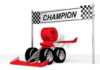 Naklejka premium Illustration of a fastest woman icon on a race car champion