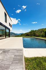 Modern villa , outdoor, view from poolside