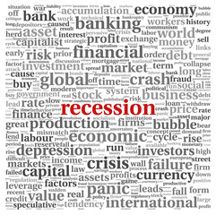 Recession concept on white