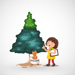 illustration of isolated artist girl vector