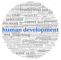 Human development concept in tag cloud