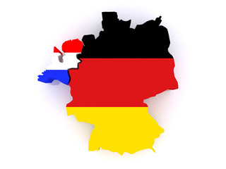 Fototapeta premium Map of Netherlands and Germany.