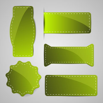 abstract green vector tags signs badges with dashed line around 
