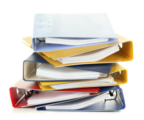 Bright office folders isolated on white