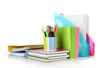 Bright different stationery isolated on white