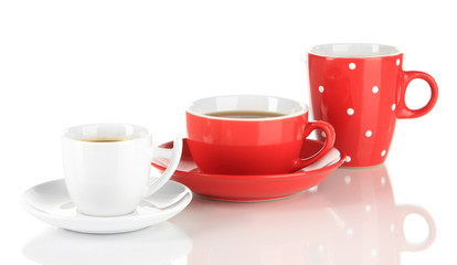 Cups of coffee isolated on white