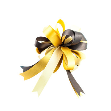 single gift bow, golden satin