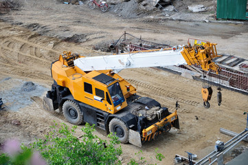 Mobile crane at the construction site.