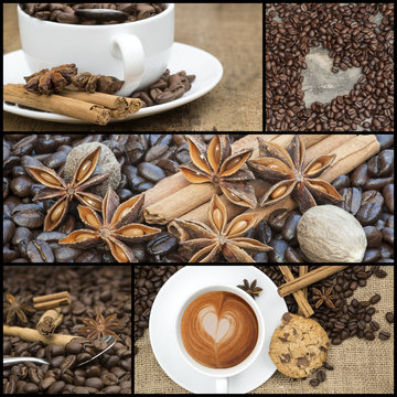 Collage of coffee images