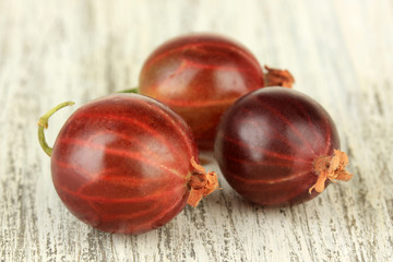 Fresh gooseberries on table close-up