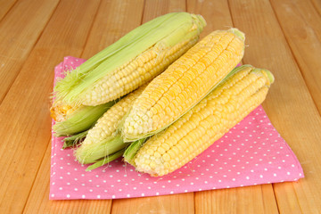 Fresh corn vegetable on wooden table