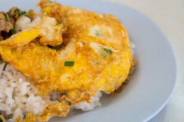 Basil Pork fried rice with omelette