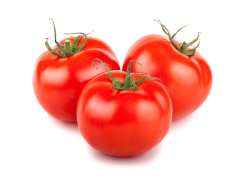 Three red ripe tomato