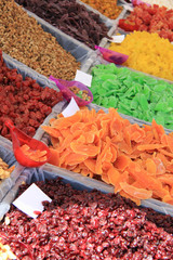 Candied fruit at a market stall
