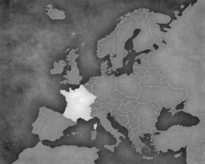 Map of Europe - France (b&w)