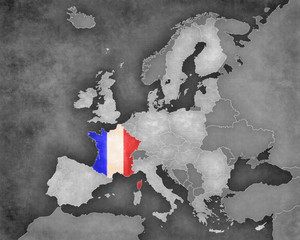 Map of European Union - France (b&w)