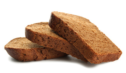 tasty sliced rye bread, isolated on white