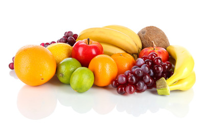 Different fruits isolated on white