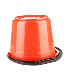 Color  plastic bucket isolated on white