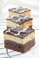 Brownies with peanuts and chocolate.
