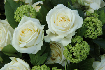 White and green wedding arrangement