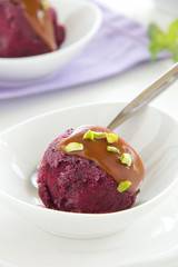 Homemade blueberry ice cream.