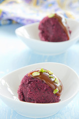 Homemade blueberry ice cream.