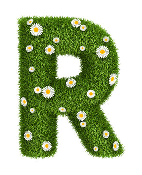 Natural grass letter R