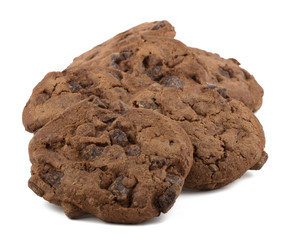 Chocolate chips cookies isolated on white background