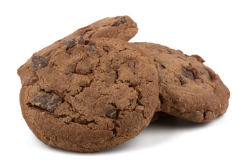 Chocolate chips cookies isolated on white background