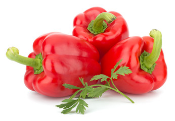Red pepper isolated on white background closeup