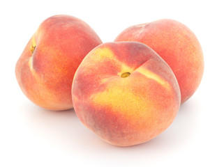 Ripe peach fruit isolated on white background